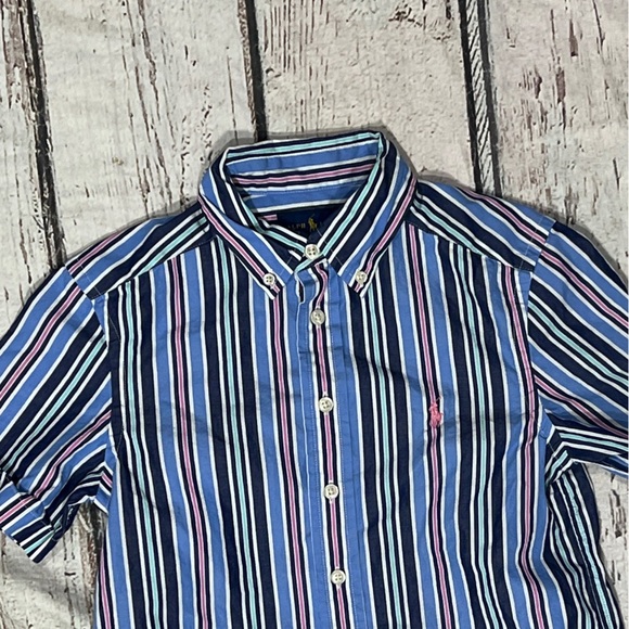 Polo Ralph Lauren Natural Stretch Striped Short Sleeve Boys Kids Shirt - Picture 2 of 5